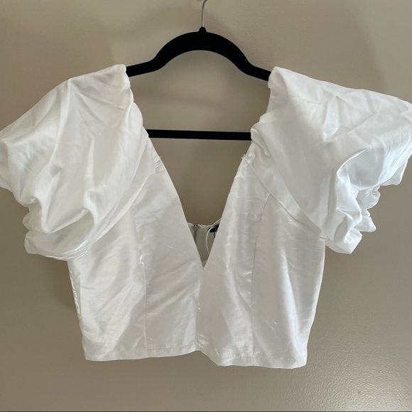 Boohoo Puff Sleeve Woven Crop Top, Size 8, NWT - Picture 1 of 7